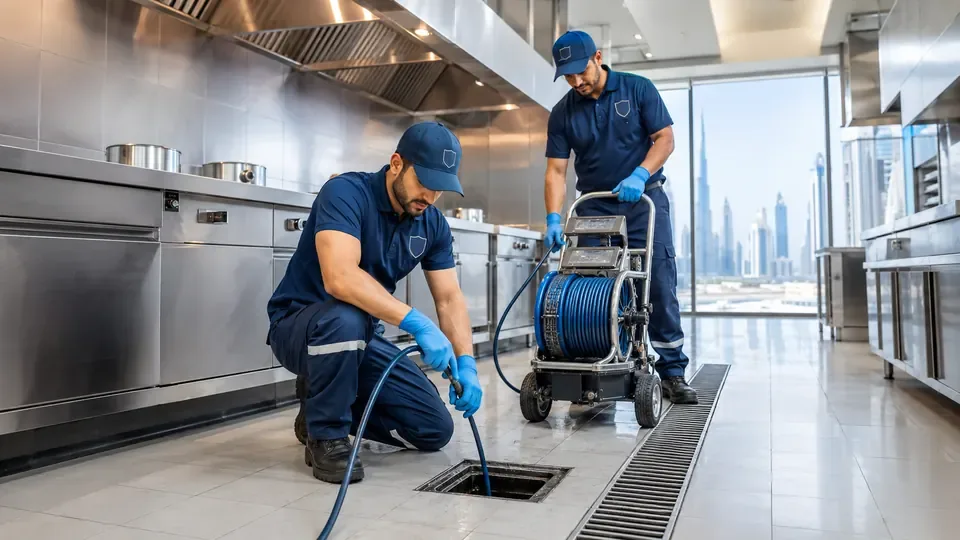 Commercial kitchen drain cleaning service in Dubai