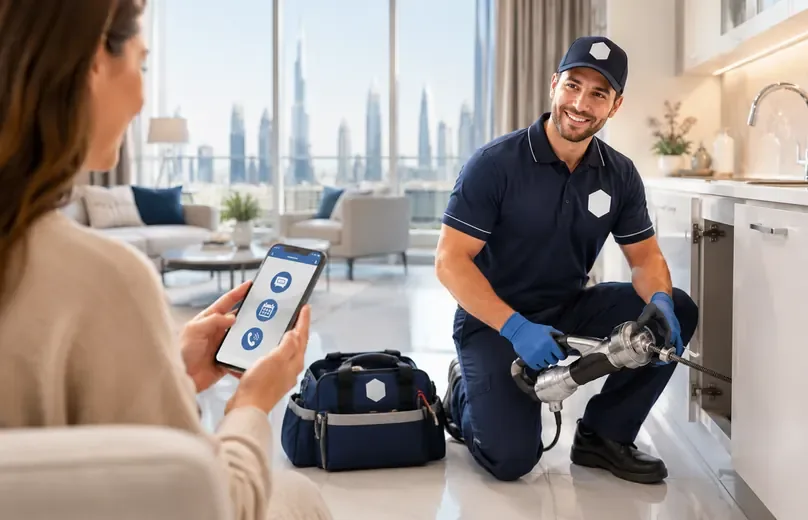 Customer booking drain cleaning support in Dubai